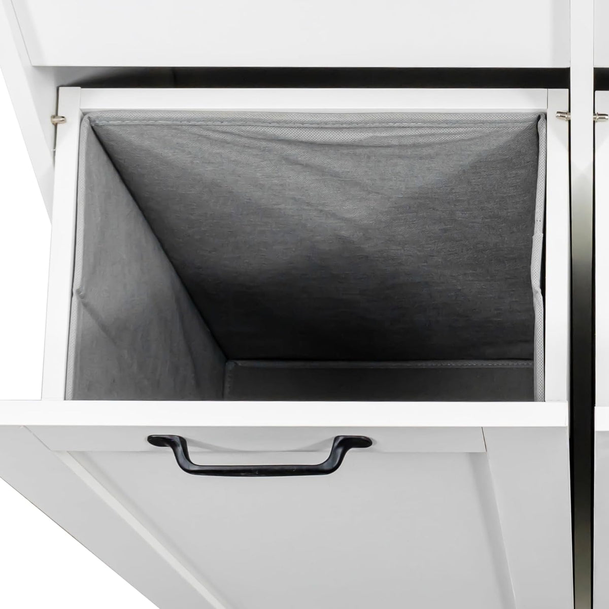 63" White Laundry Cabinet w/Dual Tilt-Out Hampers - 4 Open + 2 Adjustable Shelves, Freestanding Bathroom Organizer, 31.5 x 15.7 x 63 Inch