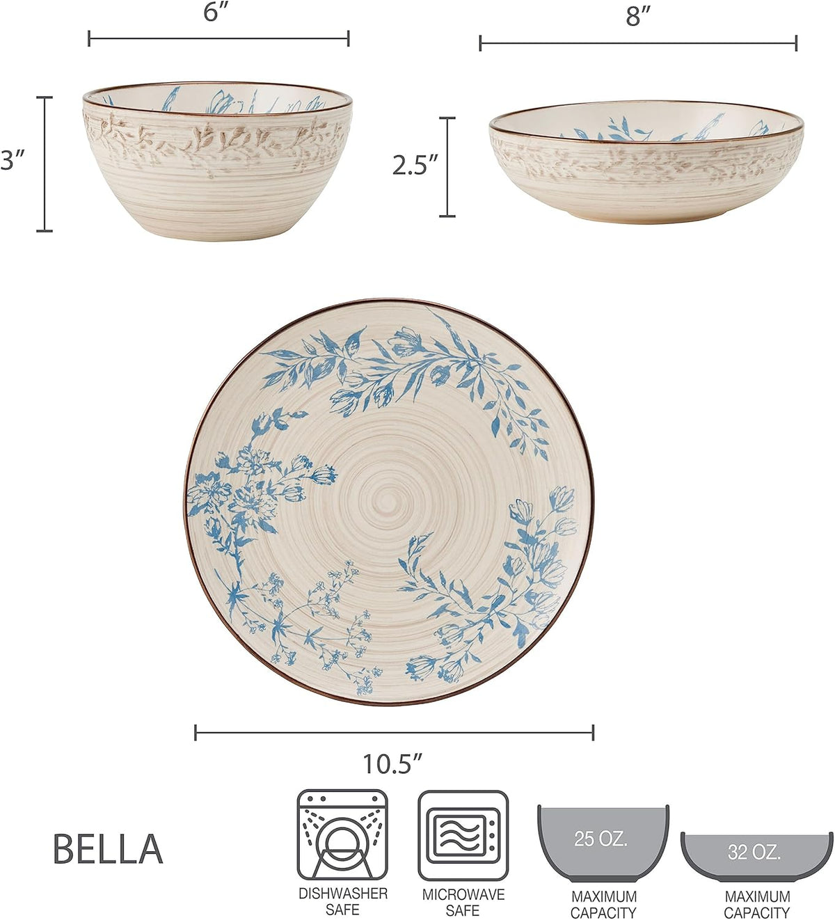 Pfaltzgraff Bella 12 Piece Dinnerware Set, Service For 4, Multicolor