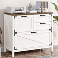 Wood Lateral File Cabinet with 4-Drawer for Hanging Files Letter/A4/Legal Size, Large Farmhouse Filing Cabinets for Home Office, Printer Stand with Office Cabinet, Office Furniture, White and Brown