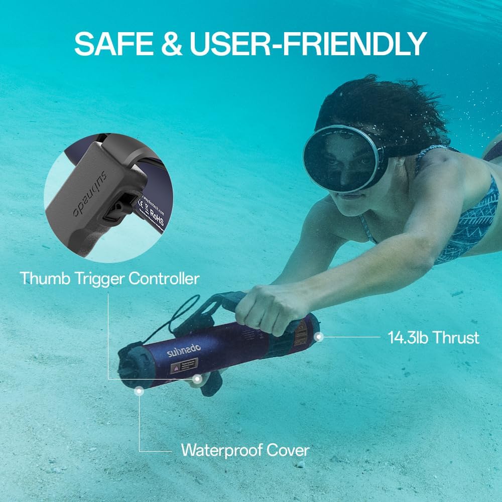 Waydoo Subnado Underwater Scooter Lite, Water Sports Diving Scooter with Removable Handle, Compact and Portable Water Scooter for Adults&Kids, Scuba Diving Snorkeling Sea Scooter Multiple Uses, Blue
