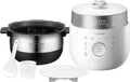 Small Stainless Steel Rice Cooker 6 Cups (Cooked), 12 Cups (Cooked) Induction Heating Dual Pressure, 16+ Menu Options (White)