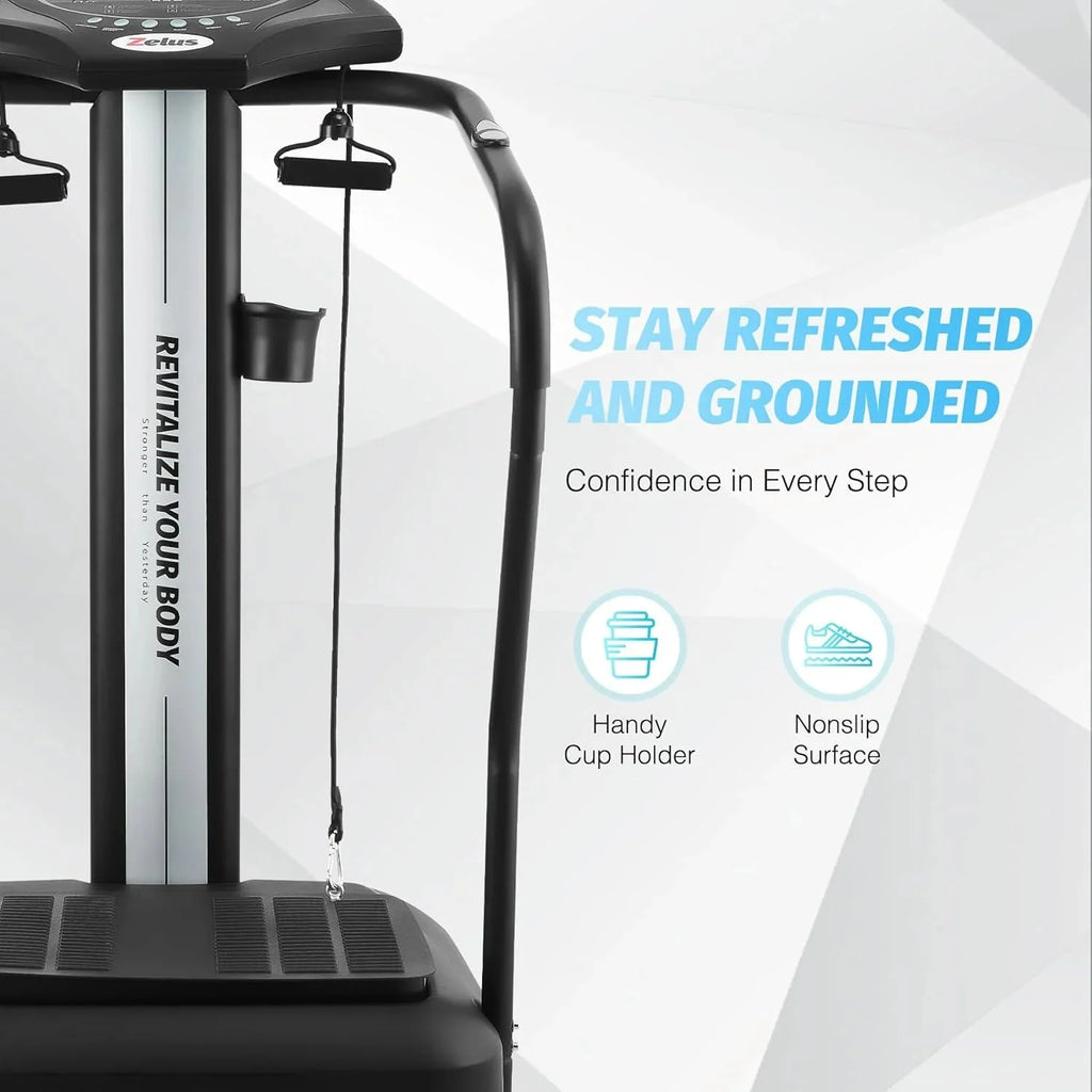 Whole Body Vibration Plate, 500W Vibration Plate Exercise Machine with 99 Levels 3 Preset Modes & 2 Resistance Bands, Training Fitness Vibration Platform Machine for Home Gym with 330lb Capacity