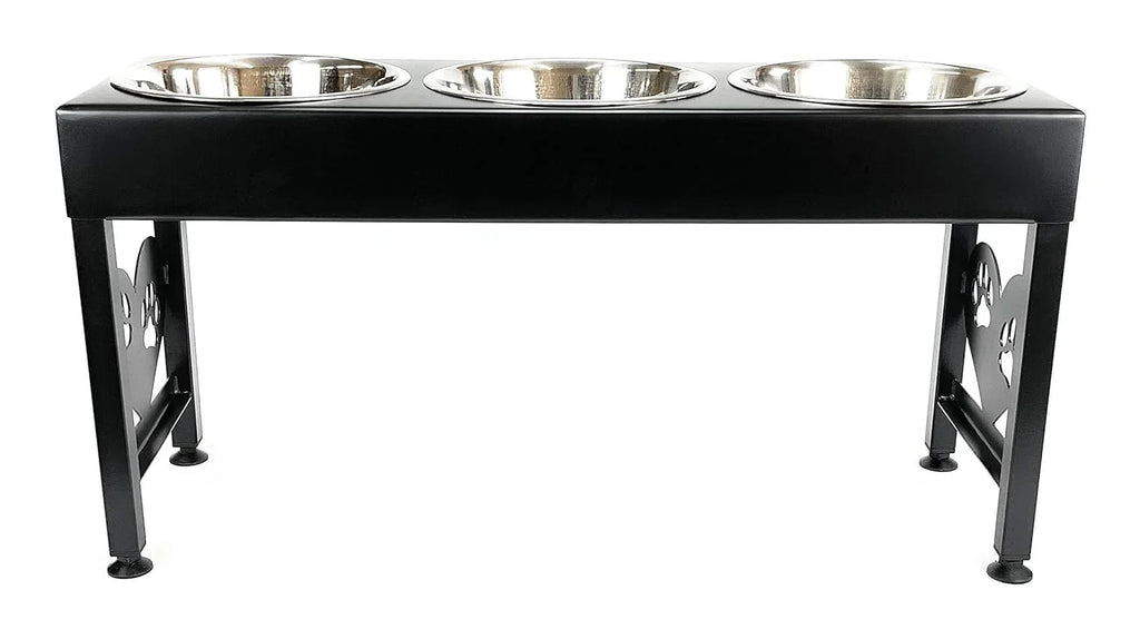 Pet Feeding Station Triple 3-Quart Metal Dog Bowl 16" Tall