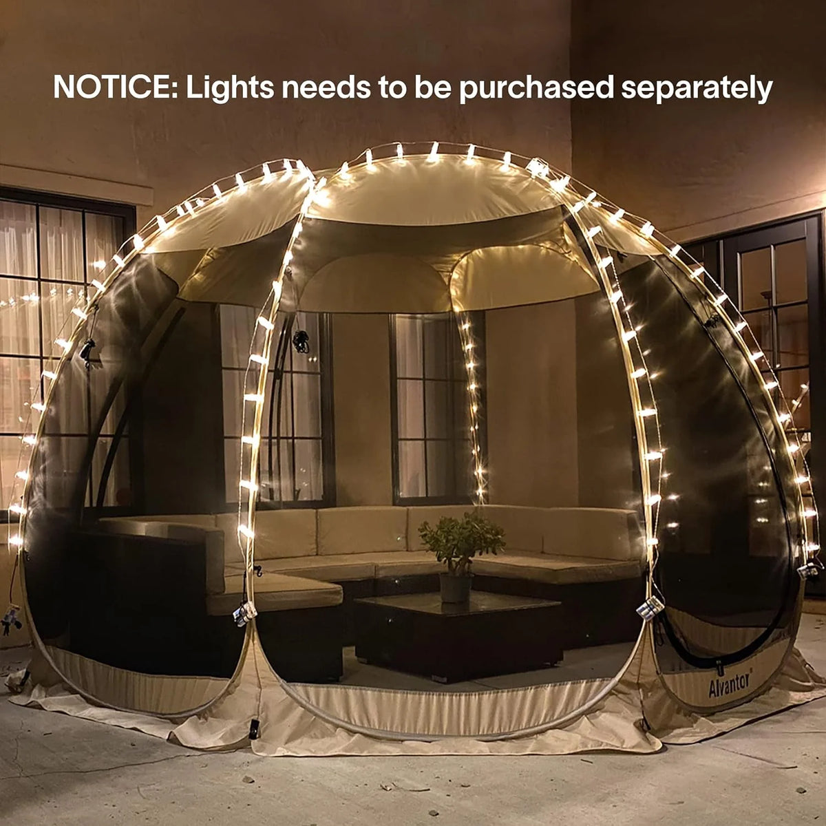 Screen House Room Camping Tent Outdoor Canopy Pop Up Sun Shade Shelter 8 Mesh Walls Not Waterproof Beige 12'x12' Patent Pending