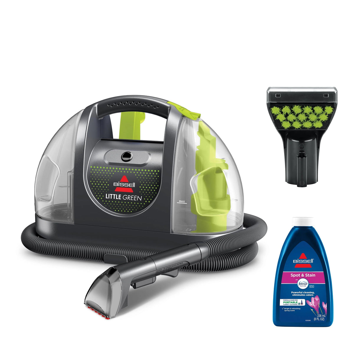 BISSELL Little Green Portable Carpet & Upholstery Cleaner, Strong Suction, Large Tank, Includes Stain Tool & Formula