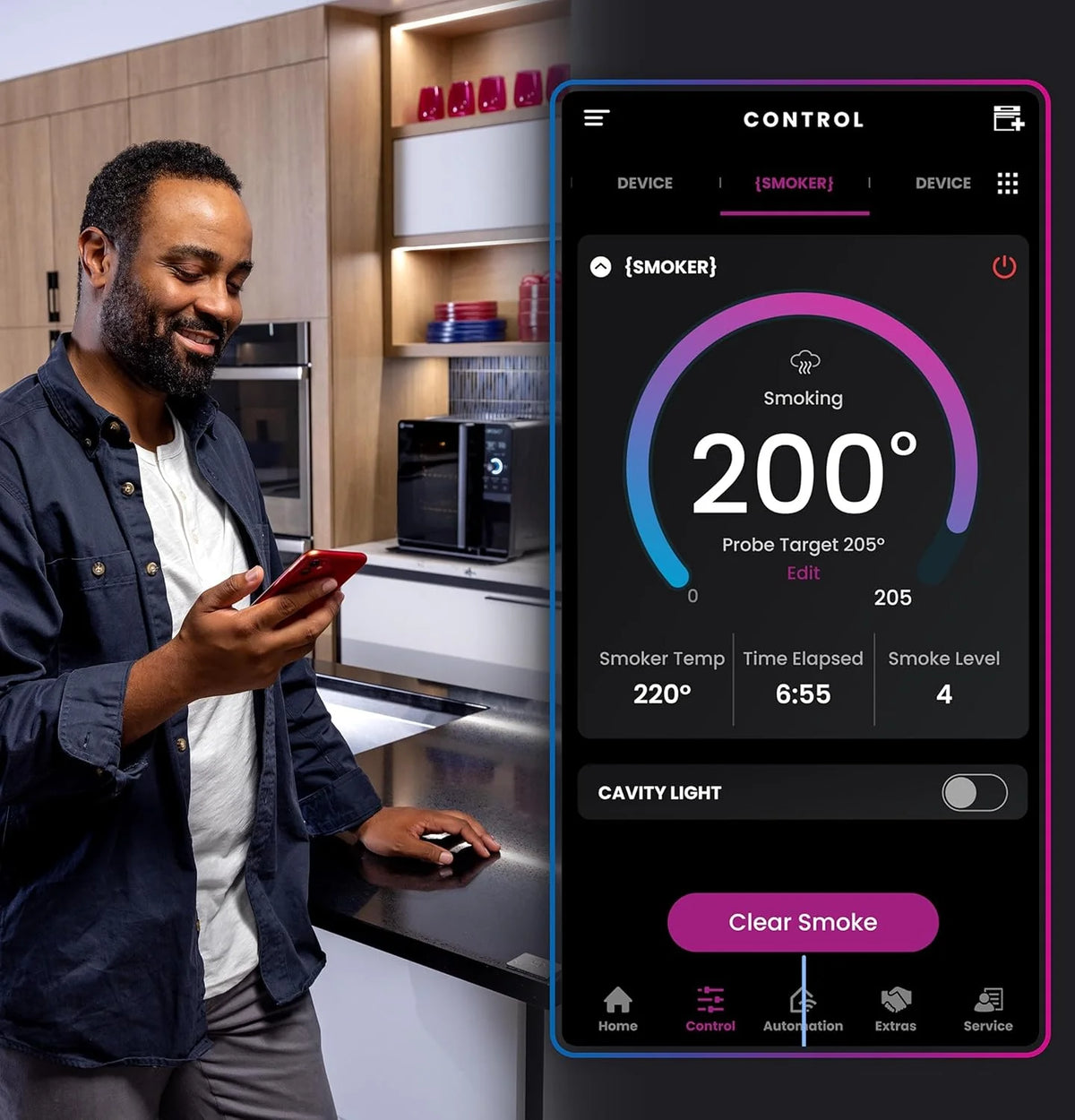 Smart Indoor Pellet Smoker, with Active Smoke Filtration, 5 Smoke Control Settings, WiFi Connected, Electric, Countertop BBQ Appliance, Black