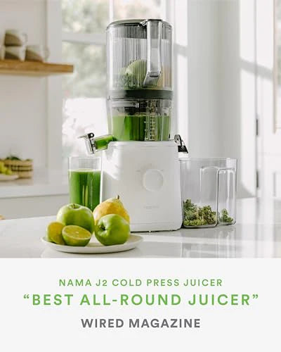 Nama J2 Cold Press Juicer – Self Feeding for Hands Free Operation with Wide Mouth Hopper for Whole Recipe Loading, Zero Waste Masticating Juicer For More Juice, Less Pulp – Easy Cleanup & Assembly: Home & Kitchen