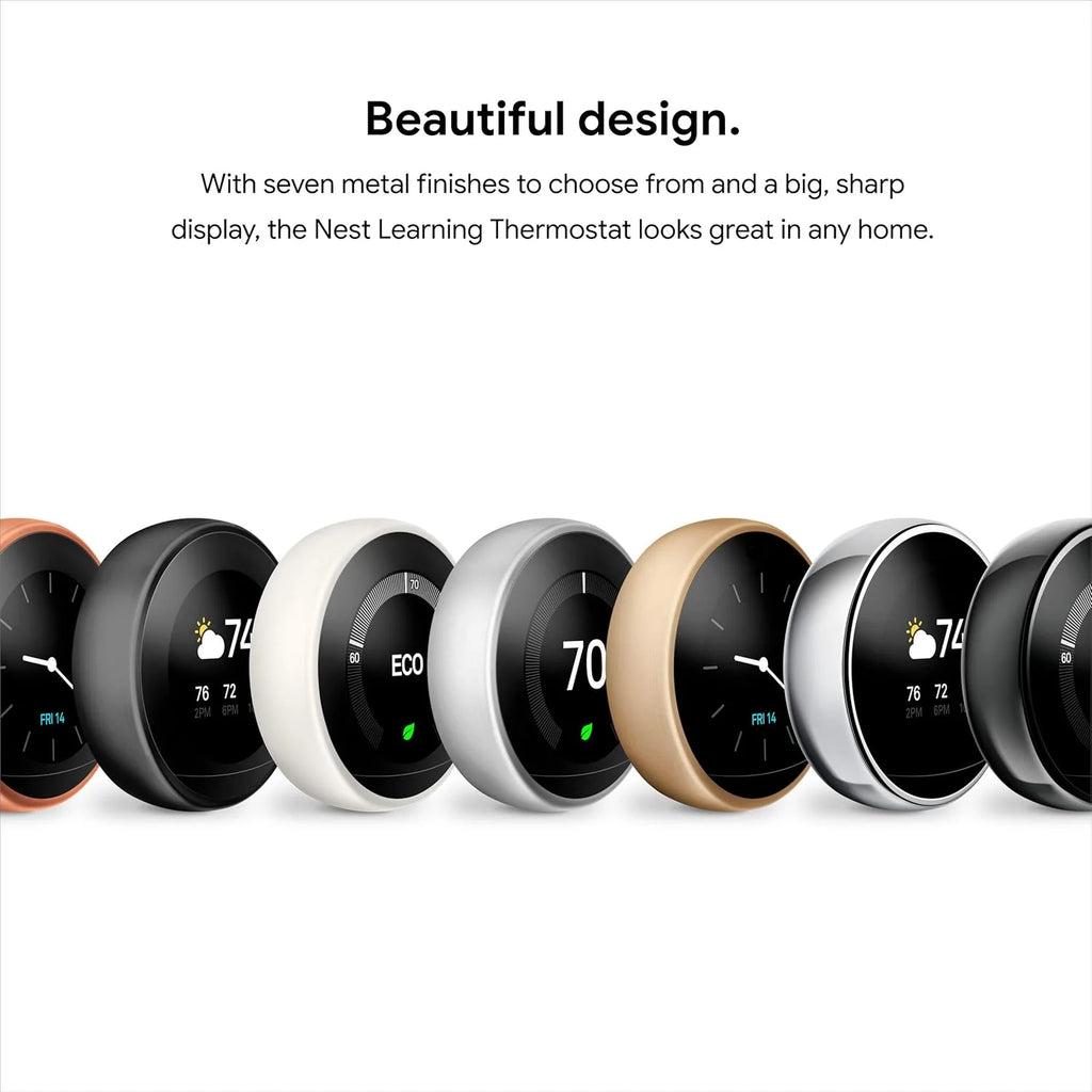 Nest 3rd Gen Learning Thermostat, Programmable Smart, Alexa Compatible, White, Wi-Fi, Energy Saving, Home Use