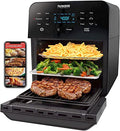 Nuwave Brio Air Fryer Oven, 15.5Qt X Large Family Size, SS Rotisserie Basket &Skewer Kit, Reversible Ultra Non Stick Grill/Griddle Plate, Powerful 1800W, Integrated Smart Thermometer,Black : Home & Kitchen
