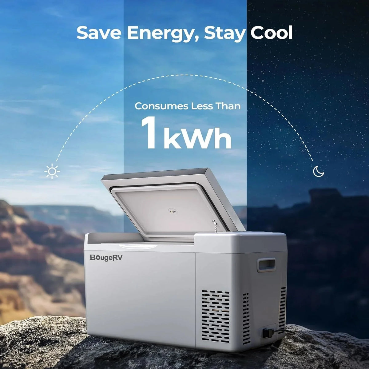 BougeRV 12 Volt Refrigerator 12V Car Fridge 23 Quart Portable Freezer Compressor Cooler 12/24V DC 110~240 Volt AC for Truck Van RV Camper SUV Travel Camping Road Trips Tailgating -7℉~50℉