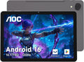 AOC 10.1 inch Android Tablet, Android 16 System, 120Hz Ultra-Smooth Display, 4GB RAM 128GB ROM (1TB Expandable), Octa-Core Processor, Widevine L1 for HD Streaming, Face Unlock, Slim Metal Body, GPS