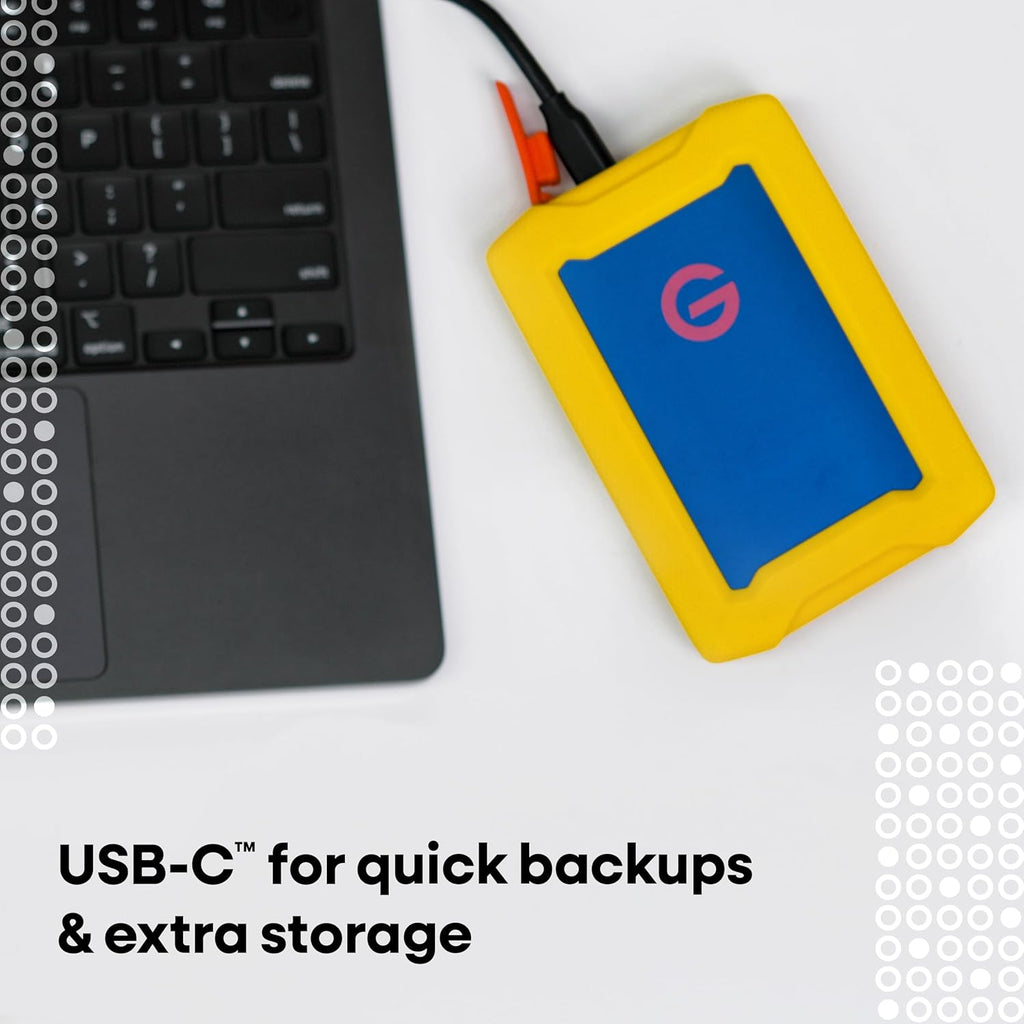 1TB G-Drive ArmorATD Rugged, Durable Portable External HDD, Up to 130MB/s, USB-C (5Gbps), USB 3.2 Gen 1 – SDPHE1G-001T