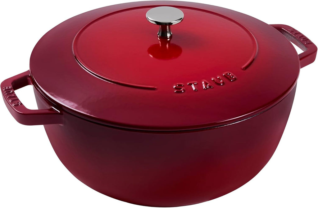 Staub Cast Iron Essential French Oven, Dutch Oven, 5-quart, serves 5-6, Made in France - Cherry