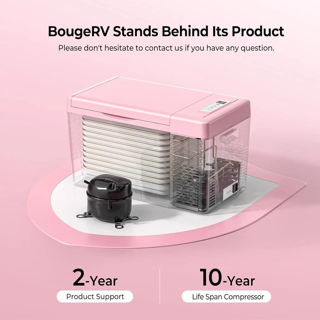 BougeRV 12 Volt Refrigerator 12V Car Fridge 23 Quart Portable Freezer Compressor Cooler 12/24V DC 110~240 Volt AC for Truck Van RV Camper SUV Travel Camping Road Trips Tailgating -7℉~50℉