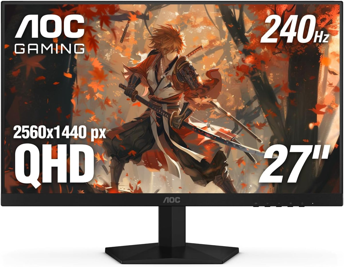 AOC 27 Inch QHD Gaming Monitor 240Hz 0.3ms, Overclock 260Hz, IPS, 2560x1440, G-Sync Compatible, HDR Ready, DisplayPort 1.4 HDMI 2.0, VESA Mount, 3-Year Zero-Bright-Dot, Q27G41ZE