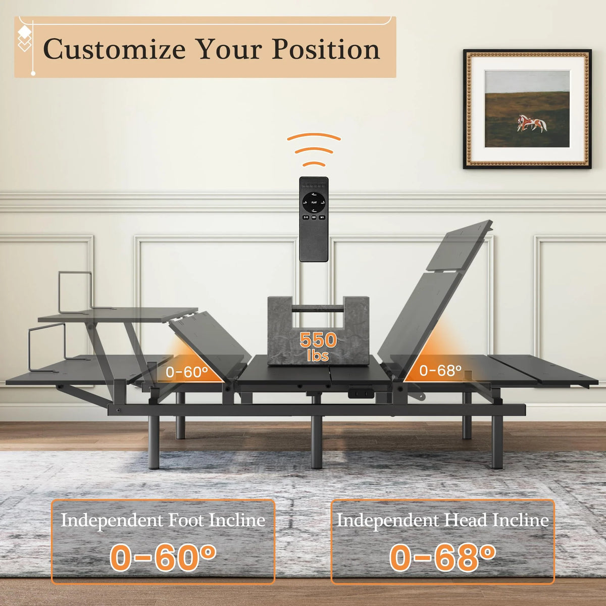 Adjustable Bed Frame -Wireless Remote -Memory Function -Adjustable Bed Base -Head and Foot Lift Incline -Zero Gravity -Quiet Motorfor Lying Down, Reading, Watching TV,Fatigue,BackacheFULL
