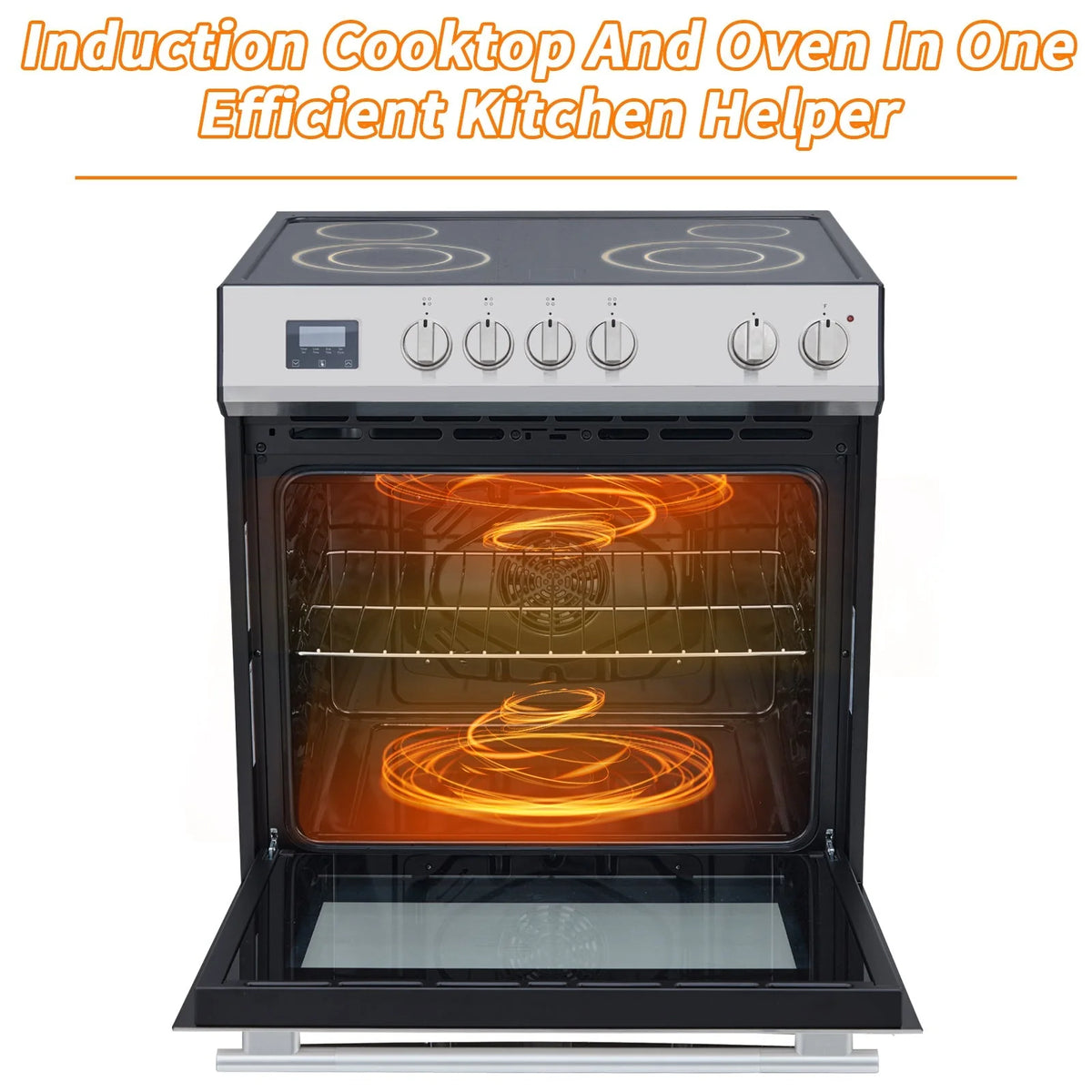 Front Control Electric Range Oven with 5 Cooktop Elements with 6 Cooking Power Options, Freestanding Oven, 5.0 cu. ft. Capacity Stainless Steel
