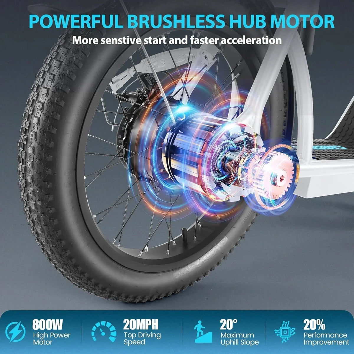 Caroma Peak 800W Foldable Adult Electric Scooter with 20-inch Wide Tires, 48V Battery, Basket, and Adjustable Seat