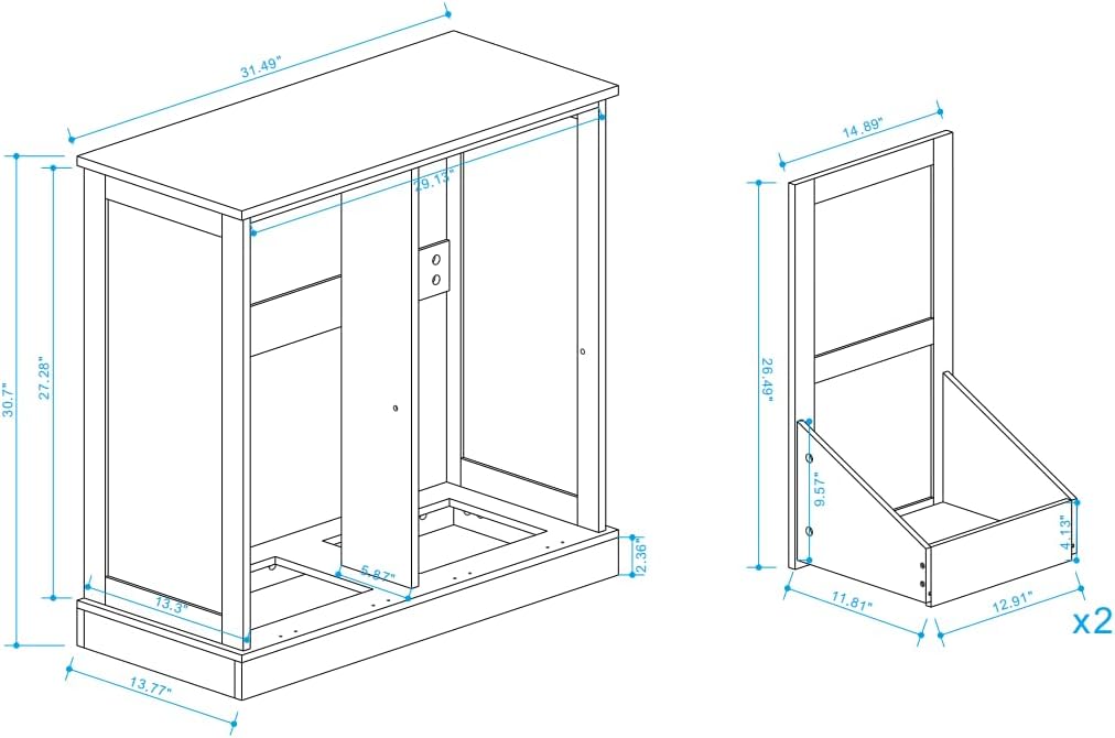 KEIKI White Tilt-Out Bathroom Laundry Sorter Cabinet with Dual Compartments & Removable Bags, Freestanding Hidden Hamper Storage with Anti-Tip Kit