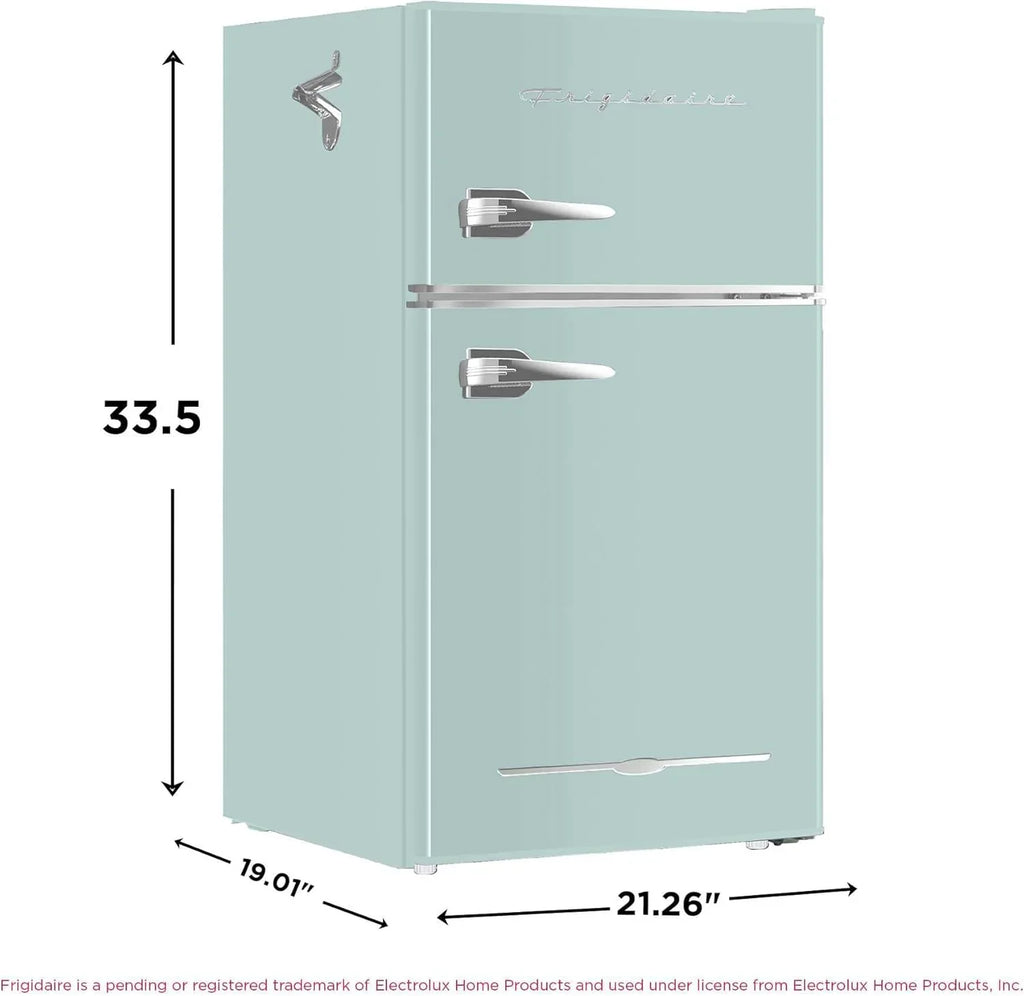 Frigidaire Retro Mini Fridge with Freezer & Side Bottle Opener-Small 2 Door Refrigerator for Office Bar or College Dorm Room-3.1 Cu Ft – 19”"D x 20.5" W x 33.5" H