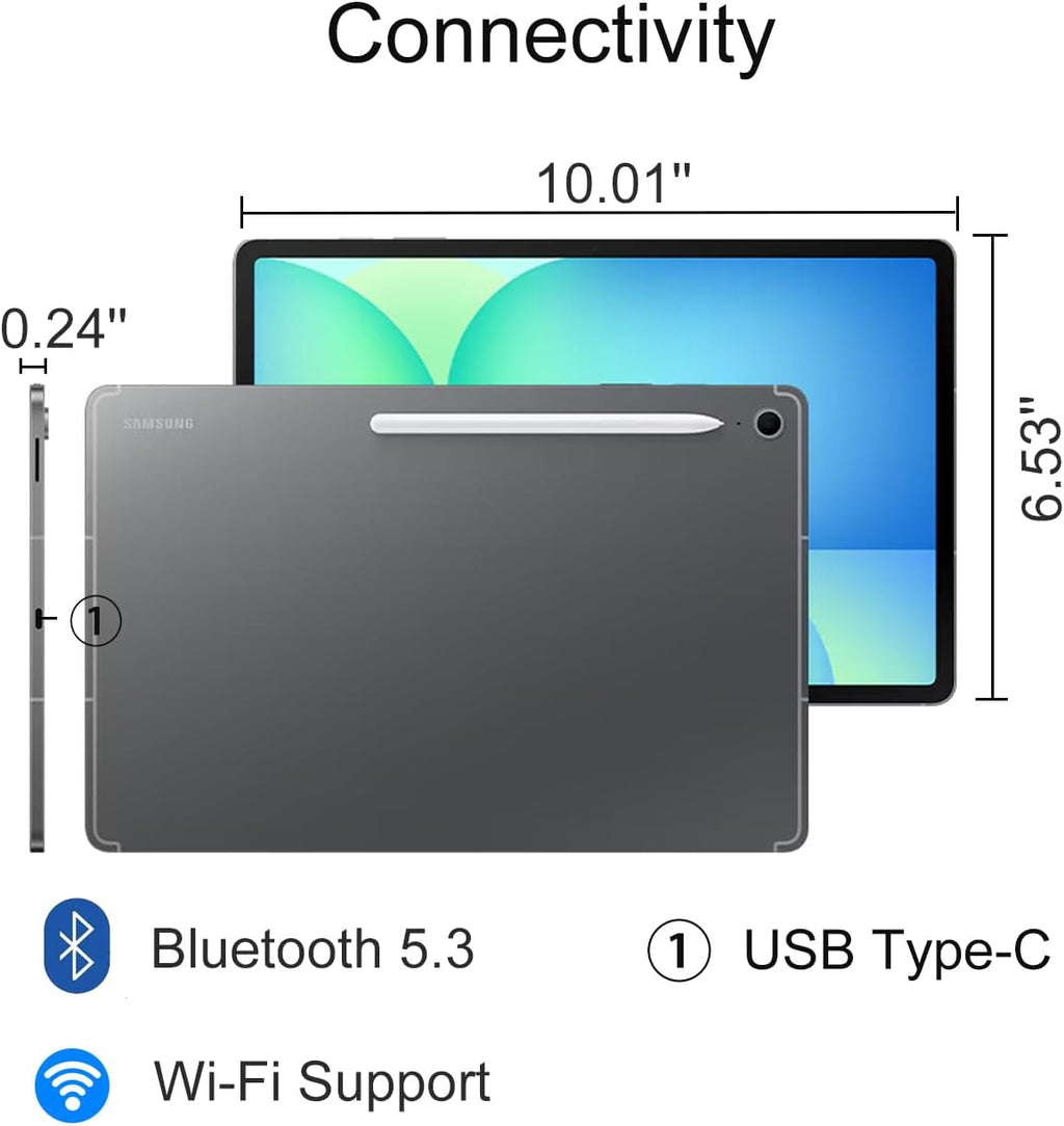 Samsung Galaxy Tab S10 FE Android Tablet (10.9" 2K+ Touchscreen, 8-Core, 8GB RAM, 256GB Storage (128GB+128GB SD Card)), S Pen, Long Battery Life, Dual Cameras, Lightweight, SM-X520, NA Version, Gray