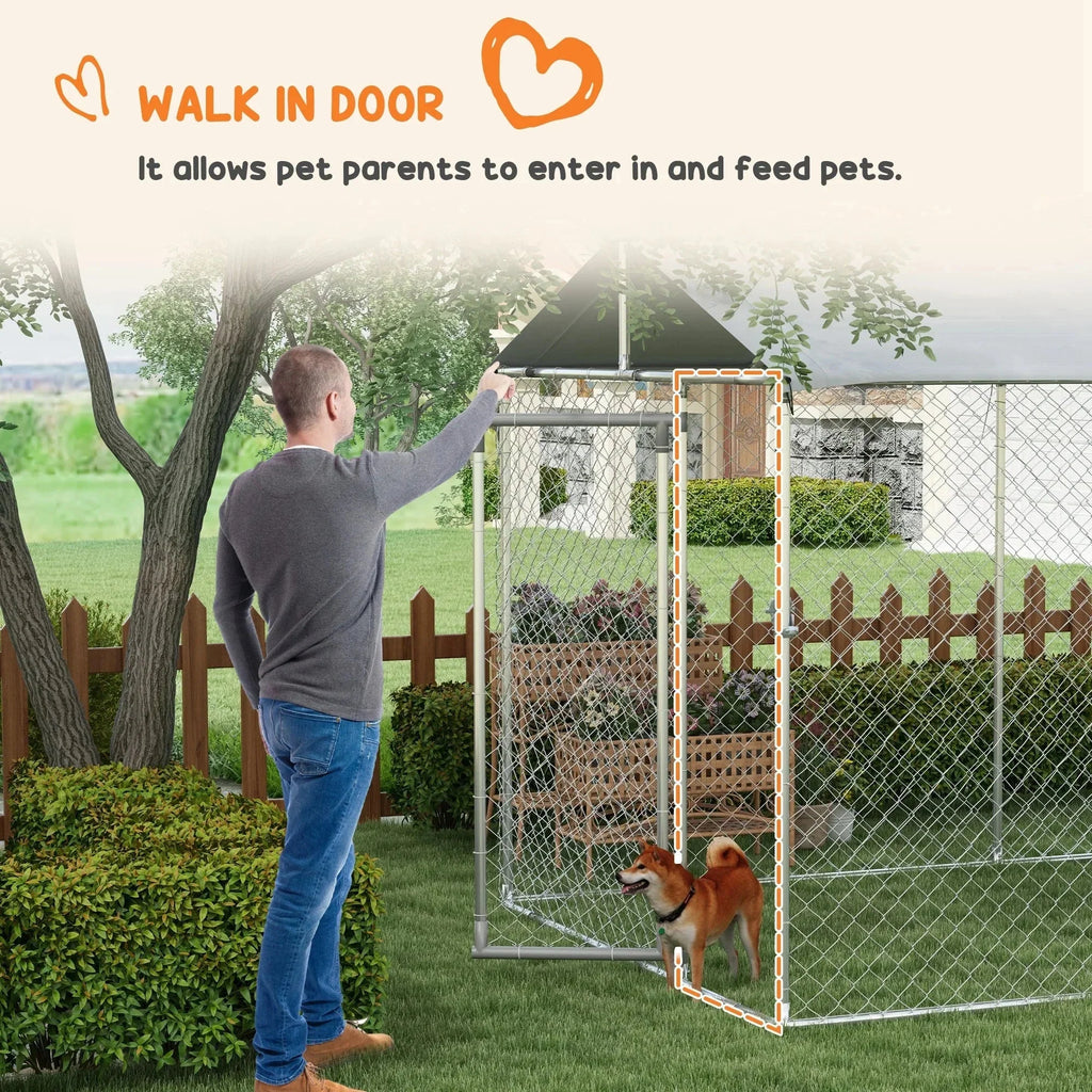 PawHut 19.7' x 7.5' x 7.5' Outdoor Dog Kennel W/ Waterproof Roof