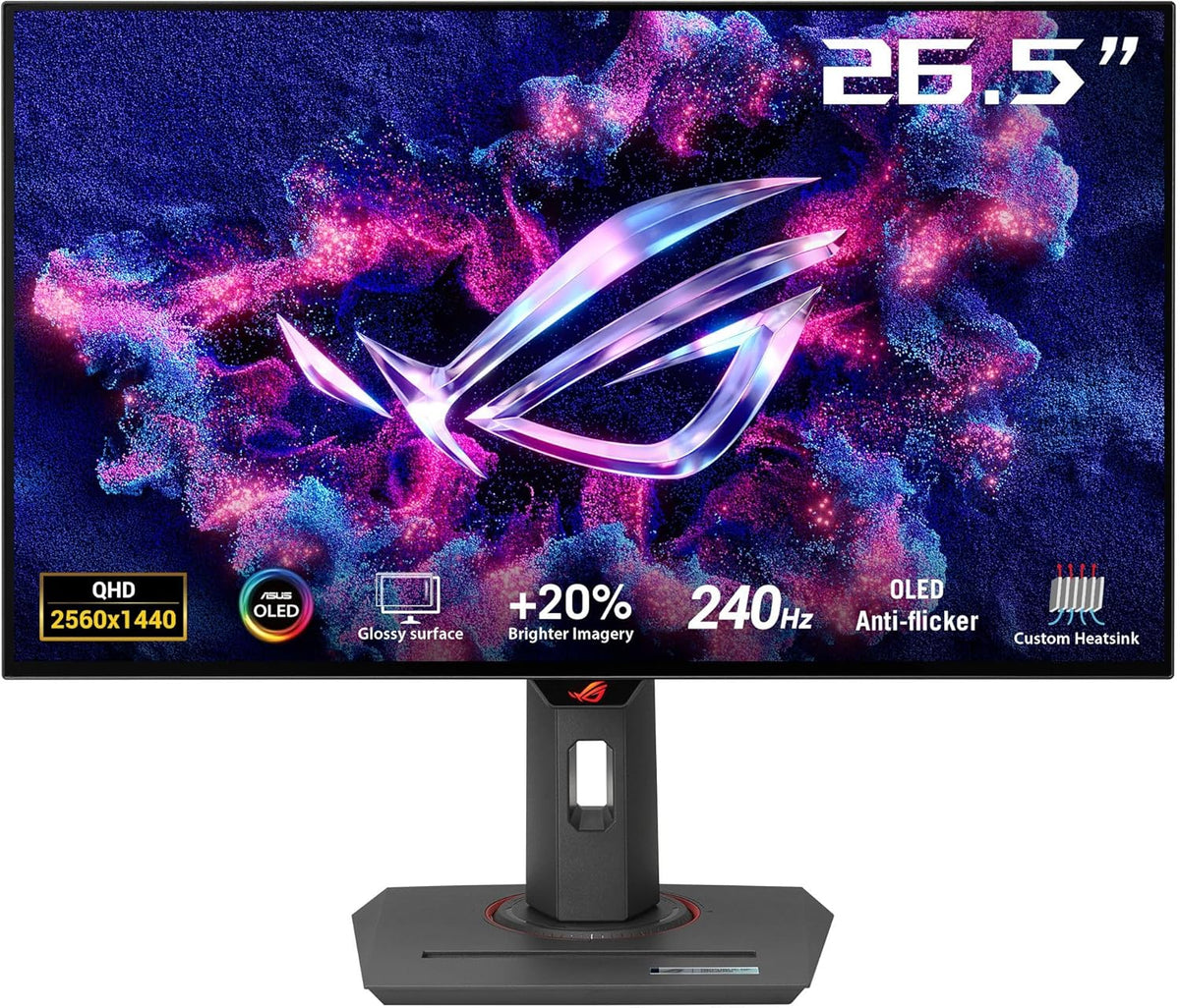 ASUS ROG Strix 27” 1440P OLED Gaming Monitor (XG27AQDMG) - QHD, Glossy OLED, 240Hz, 0.03ms, Custom Heatsink, Anti-flicker,Uniform Brightness, G-SYNC Compatible, 99% DCI-P3, DisplayWidget, 3yr warranty