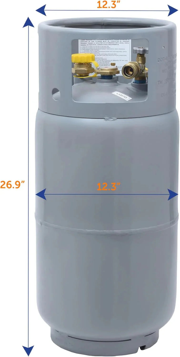 Steel Forklift Propane Tank Cylinder with Built-in Gauge, Gray-Flame King