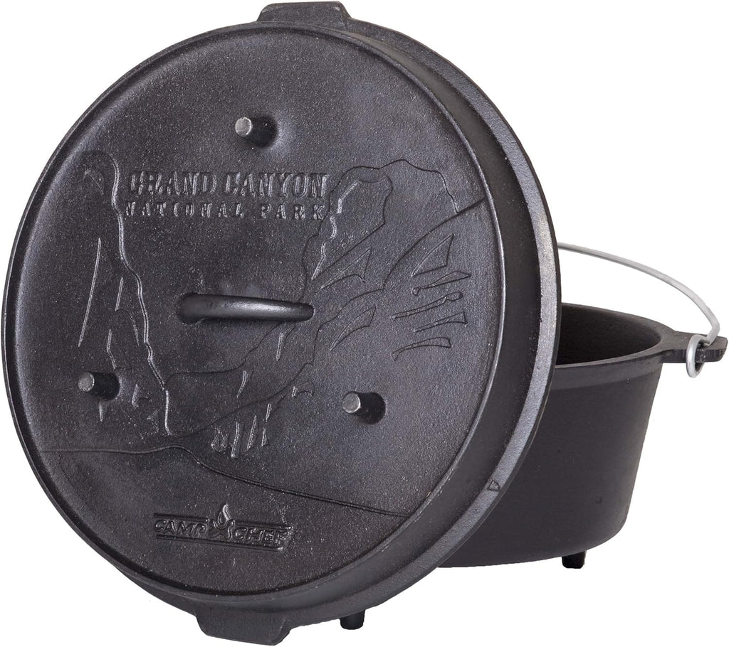 Camp Chef 14-inch Cast Iron Dutch Oven, Lid, and Lid Lifter ,Black/Cast Iron