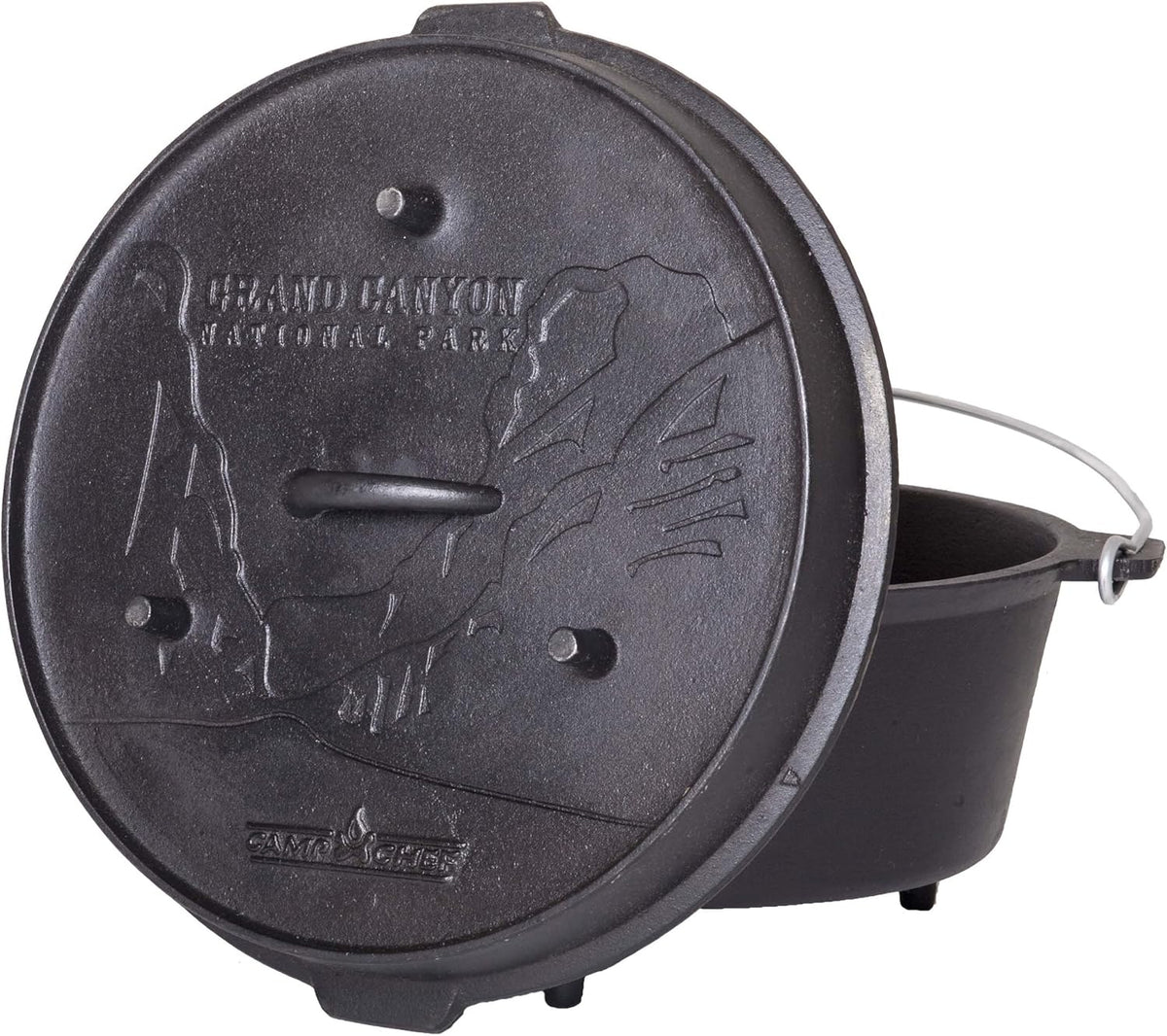 Camp Chef 14-inch Cast Iron Dutch Oven, Lid, and Lid Lifter ,Black/Cast Iron