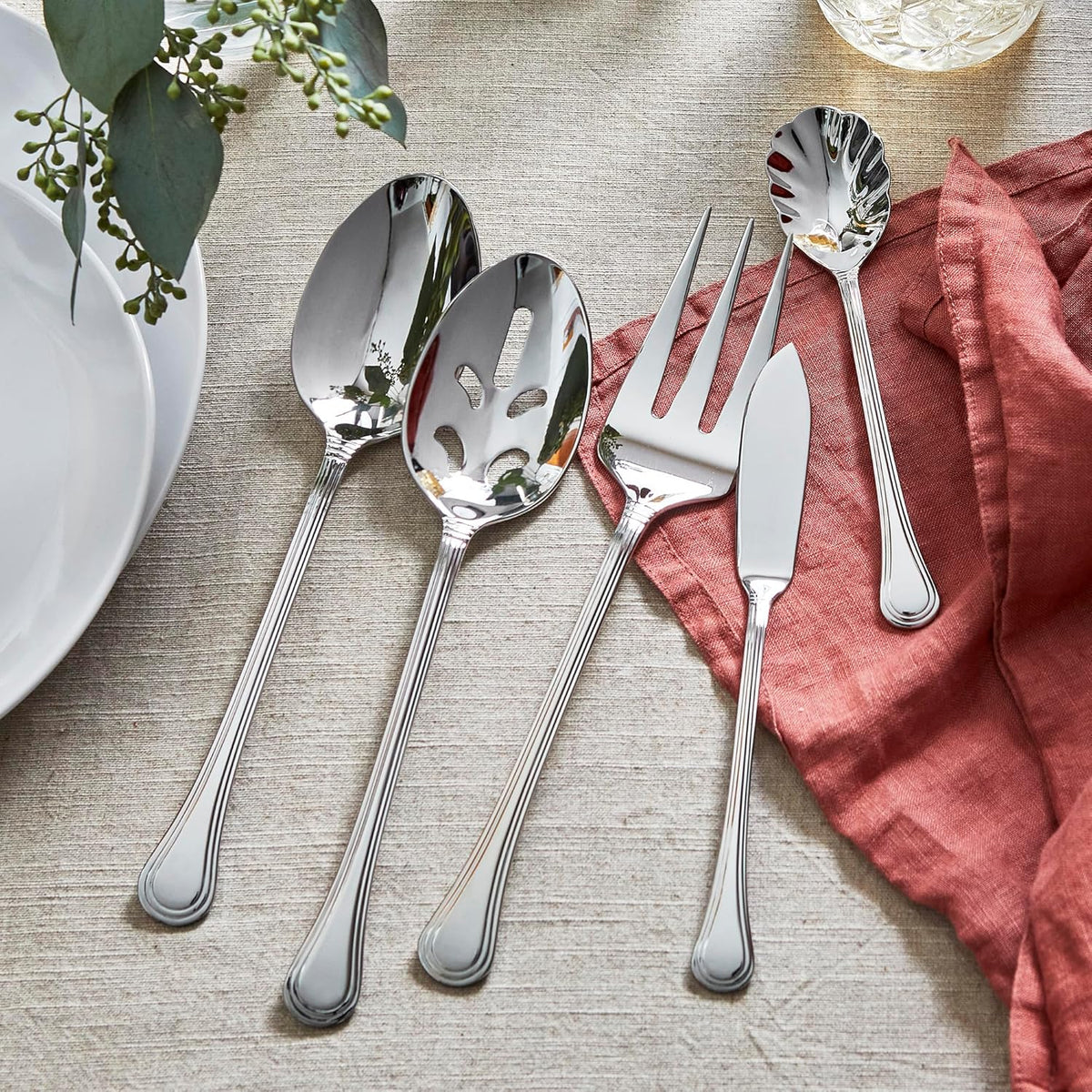 HENCKELS 65-Piece Astley Flatware Set,Silver