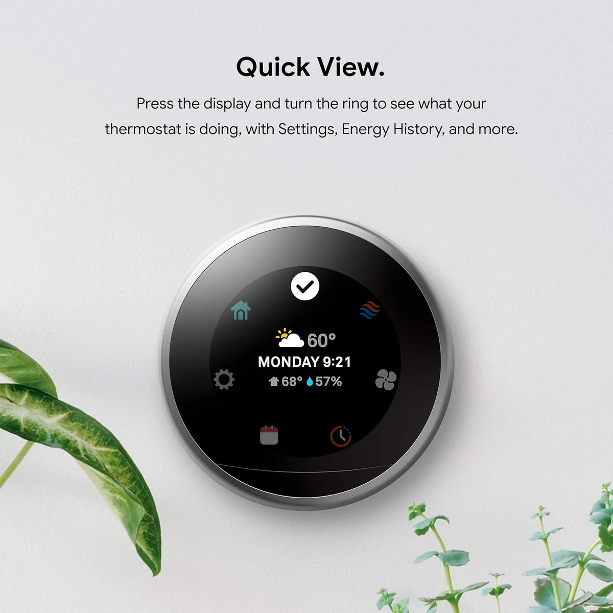 Nest 3rd Gen Learning Thermostat, Programmable Smart, Alexa Compatible, White, Wi-Fi, Energy Saving, Home Use