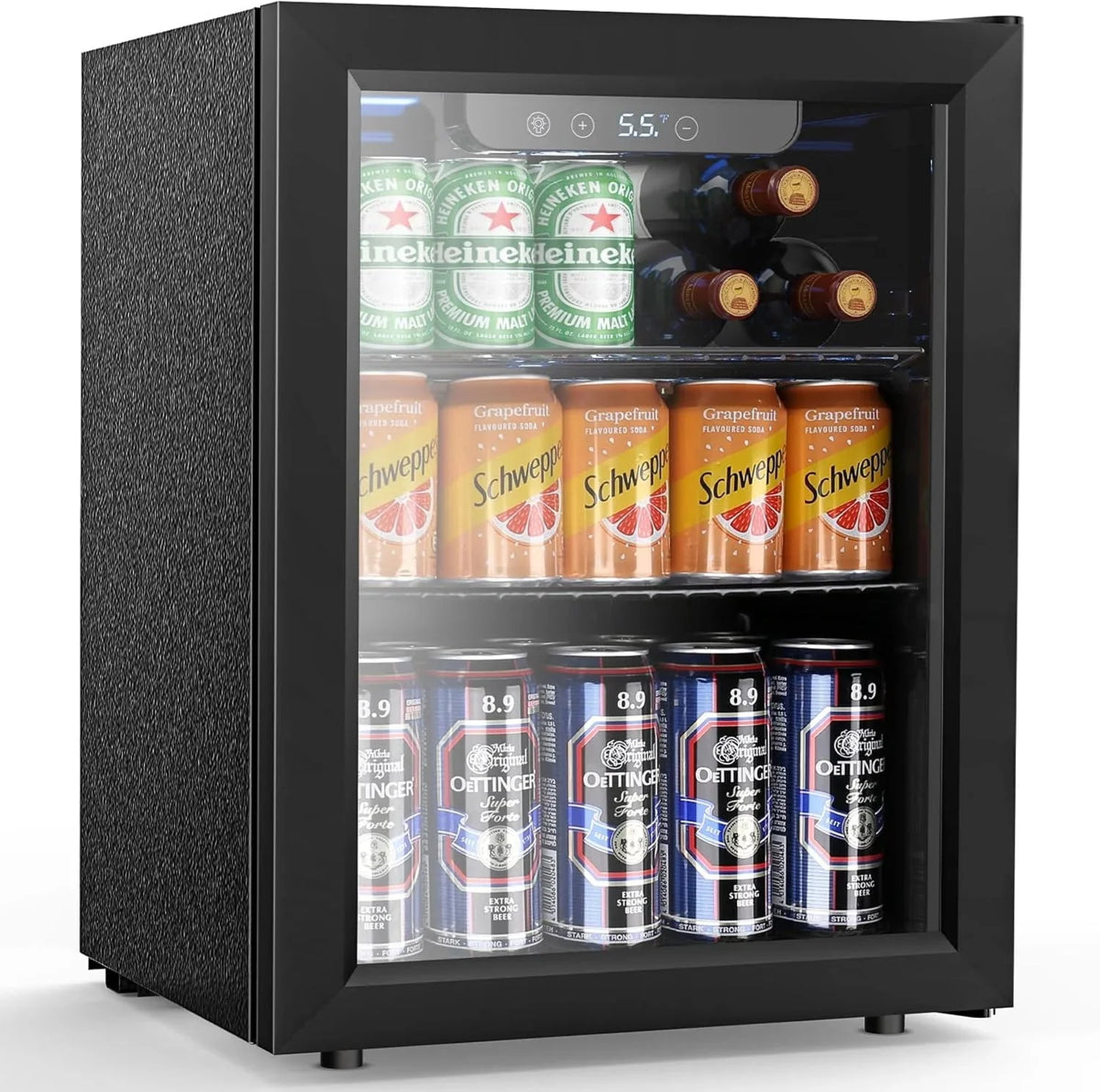 Mini Fridge 130 Can Beverage Refrigerator Cooler, 3.2 Cu.Ft Drink Fridge for Soda Wine Beer, Adjustable Temperature Control for Home Office, Black