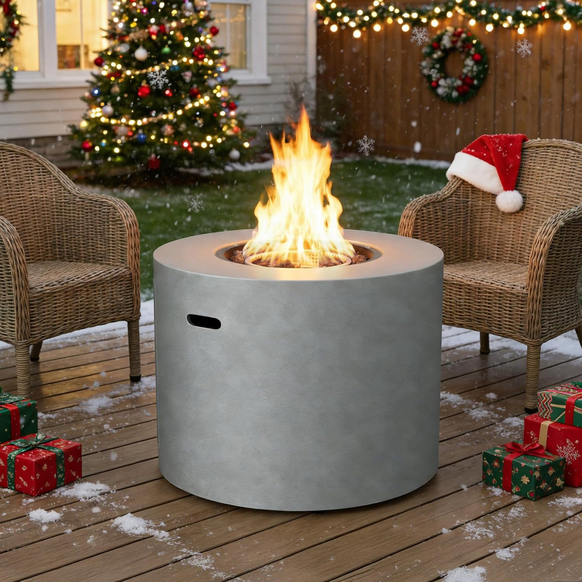 HOTEAGLE 32" Propane Fire Pit Table Round, 50000 BTU Powerful Gas Firepit Table, CSA Certified, Ideal Outdoor Fire Pit for Dining, Party in Patio, Garden, Yard