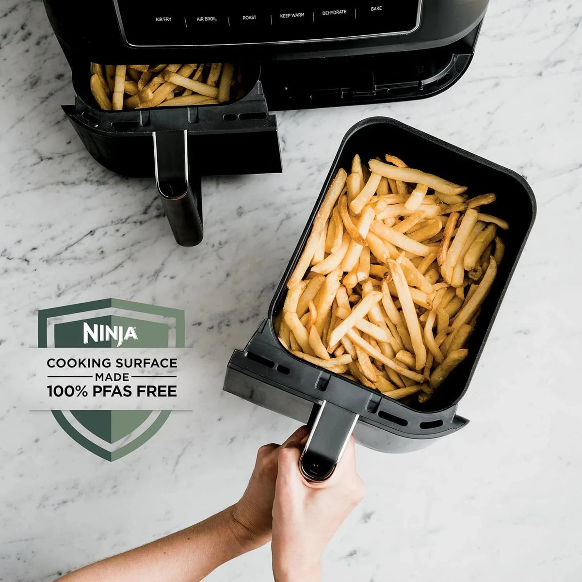 Ninja Foodi 10QT 6-in-1 DualZone Smart XL Air Fryer, 2 Independent 5QT Baskets, Smart Cook Thermometer, Match Cook, Smart Finish, Air Fry, Roast, Bake, Dehydrate, Reheat, Grey, DZ550