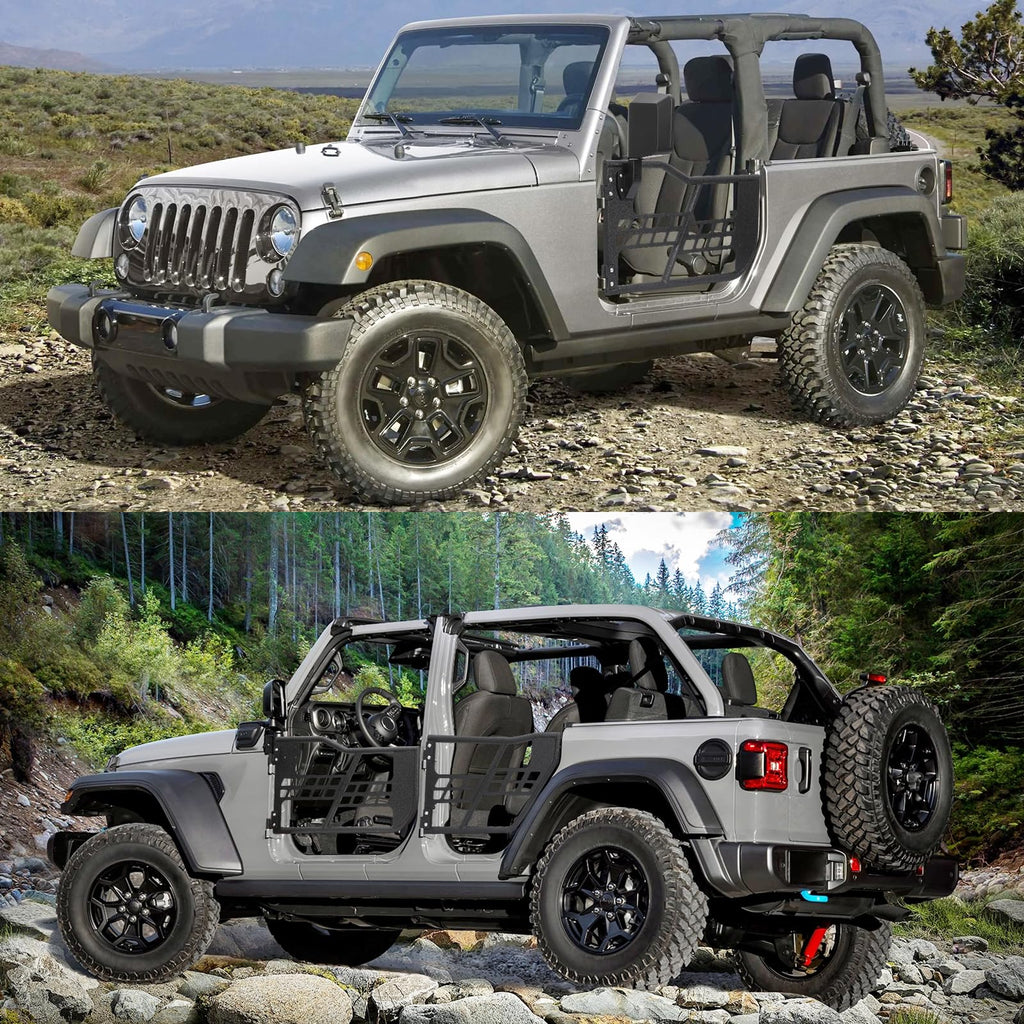 Off Road Safari Tubular Doors Compatible with 2018-2023 Wrangler JL 4 Door – Set of 4 Fat Tube Half Doors for Adventure
