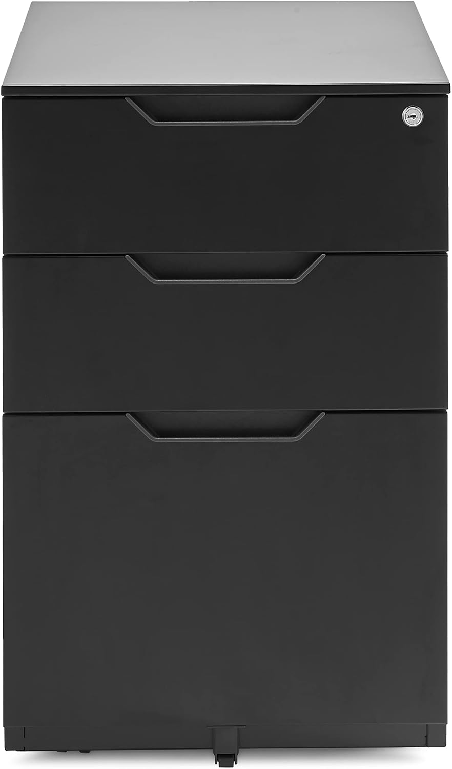 Amazon Basics 3-Drawer Mobile File Cabinet with Lock, Rolling Filing Cabinet for Hanging Files, Black, 20.71" D x 15.51" W x 24.29" H | With Lock