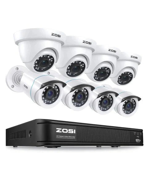 ZOSI 8 Security Camera System 720p DVR 8 Channel 1280TVL HD Weatherproof CCTV
