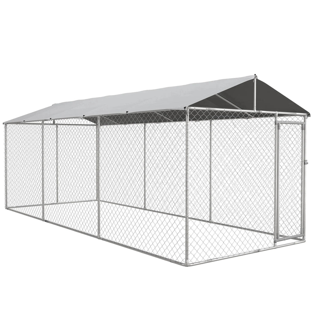 PawHut 19.7' x 7.5' x 7.5' Outdoor Dog Kennel W/ Waterproof Roof