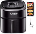 Nuwave Brio 8 Qt Air Fryer, Powerful 1800W, Easy to Read Cool White Display, 50° 400°F Temp Controls, 100 Pre Programmed Presets & 50 Memory Slots, Integrated Smart Thermometer, Linear T Technology