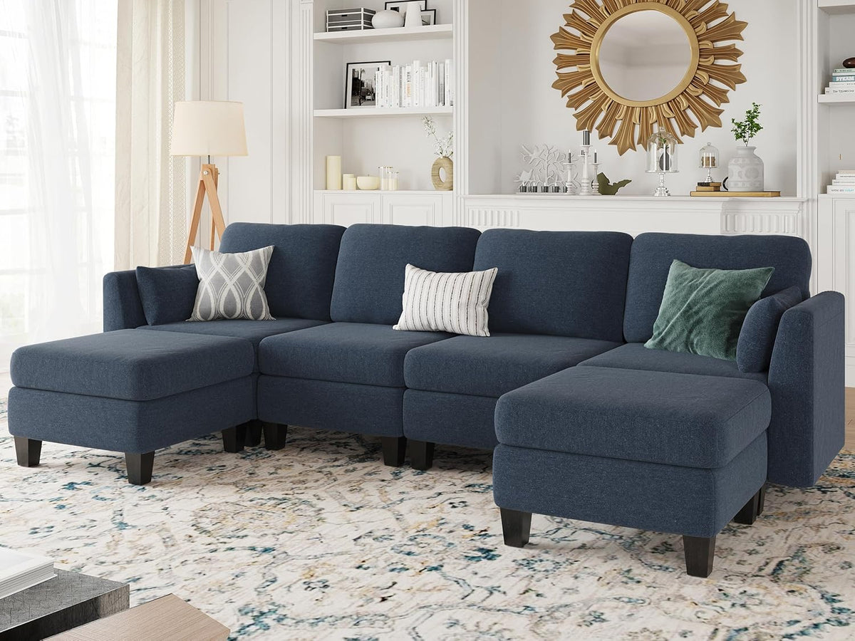 Modular Sectional Sofa, Convertible U Shaped Sofa Couch with High Density Memory Foam, 6 Seat Comfy Modular Sofa Couch for Living Room, Modern U Shaped Sectional Sofa, Dimgrey