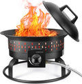 GasBRUH 19″ Outdoor Portable Propane Fire Pit with Cover&Carry Kit,Outdoor Fireplace,60,000 BTU Camping Propane Firepit,Portable Gas Fire Pits for Outside Patio,Camping,RV,Smokeless Gas Firebowl