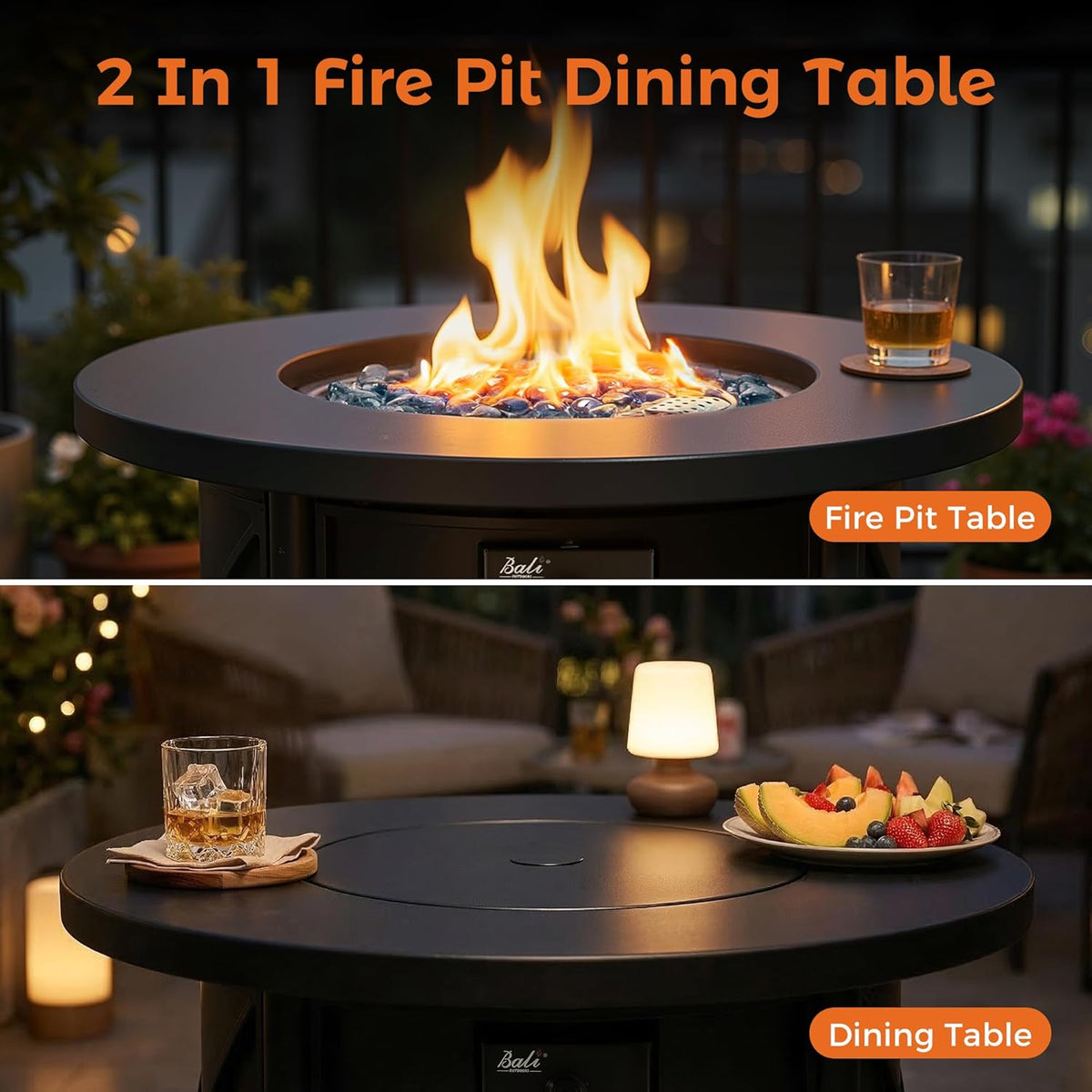 BALI OUTDOORS 50000 BTU Propane Fire Pit for Outdoor, 30 in Fire Pit Table Outdoor, Round Firepits for Outside Backyard, Patio