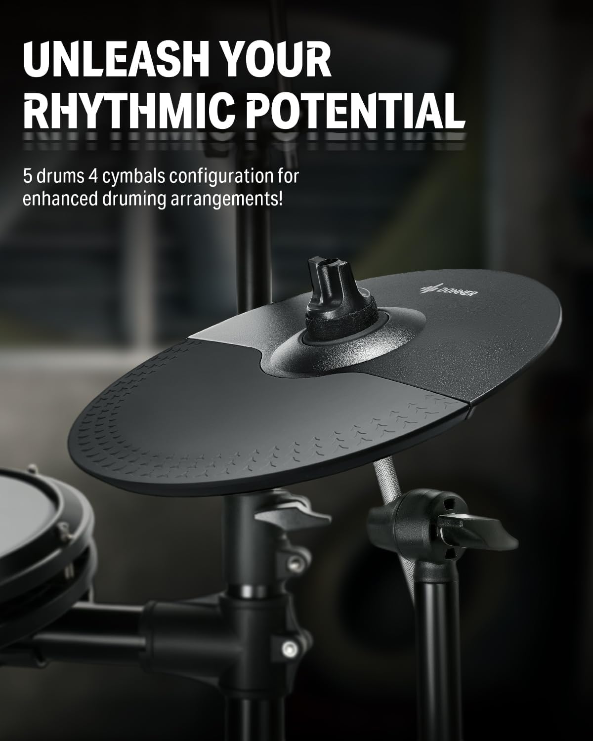 Donner DED-200X Electronic Drum Set, Electric Drum Kit with Quiet Mesh Drum Pads, 2 Cymbals w/Choke, 31 Kits and 450+ Sounds, Throne, Headphones, Sticks, USB MIDI, Melodics Lessons (5 Pads, 4 Cymbals)