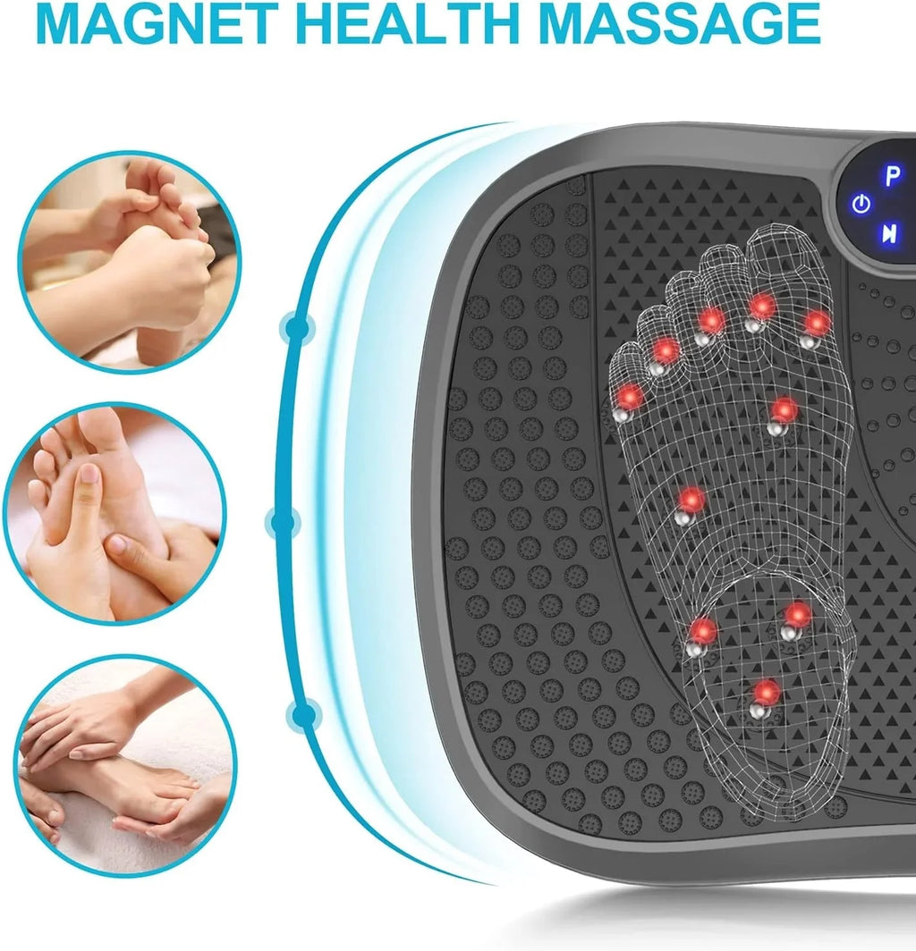 Vibration Plate Fitness Platform Exercise Machine Vibrating Lymphatic Drainage Shaking Full Body Shaker Workout Vibrate Stand Shake Board Sport Gym for Weight Loss Fat Burner for Women Men