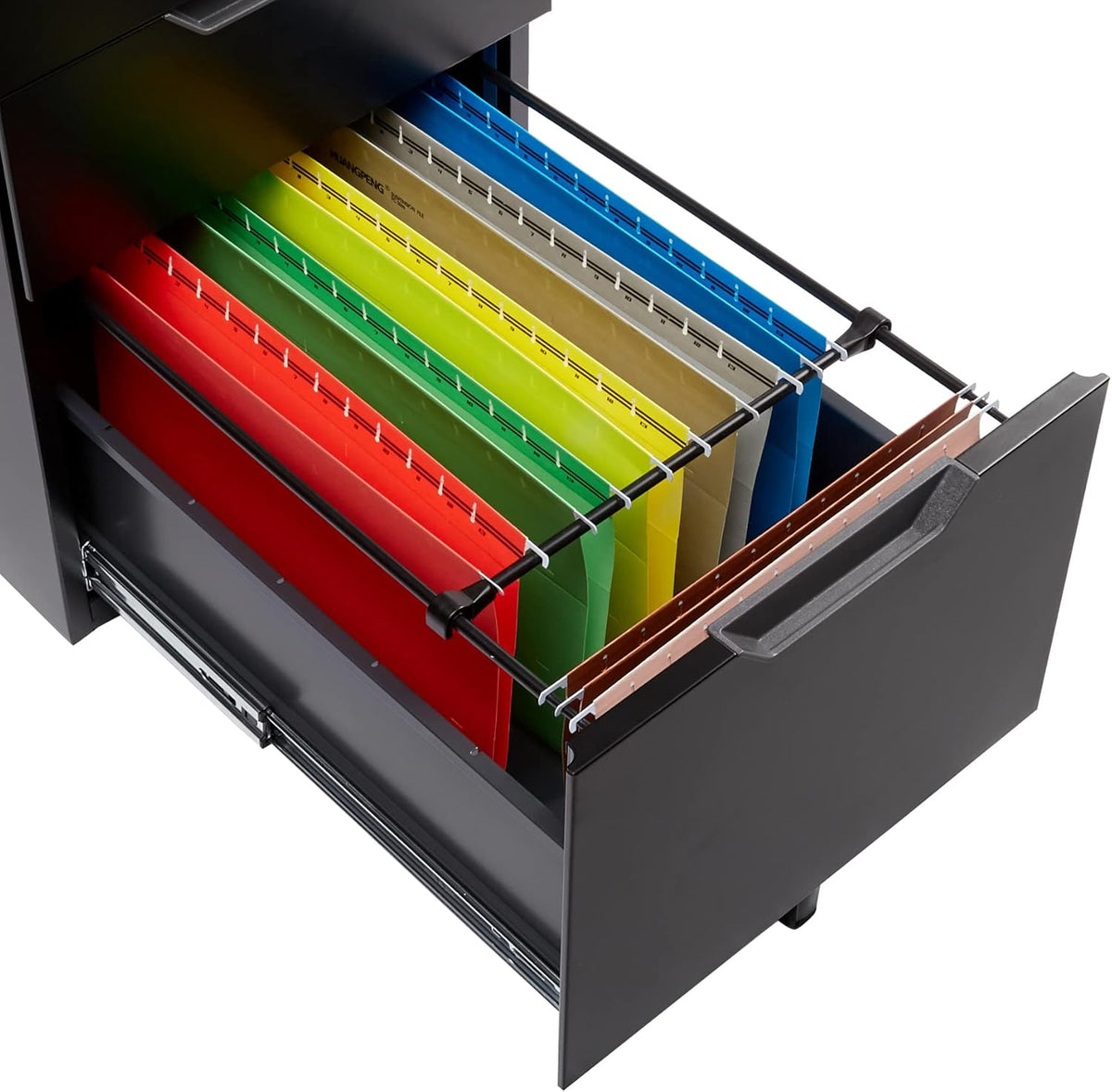 Amazon Basics 3-Drawer Mobile File Cabinet with Lock, Rolling Filing Cabinet for Hanging Files, Black, 20.71" D x 15.51" W x 24.29" H | With Lock