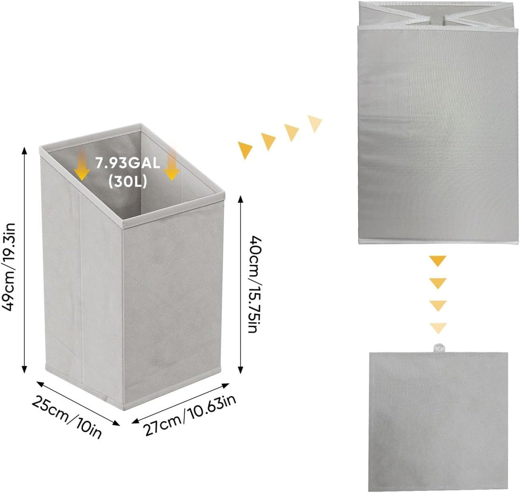 Oak Sloping Laundry Hamper Cabinet with 2 Removable Liners, Freestanding MDF Tilt-Out Storage Cabinet with Anti-Tipping Kit, Concealed Bathroom & Laundry Room Organizer, 27.8" H x 27.4" L x 13.8" D
