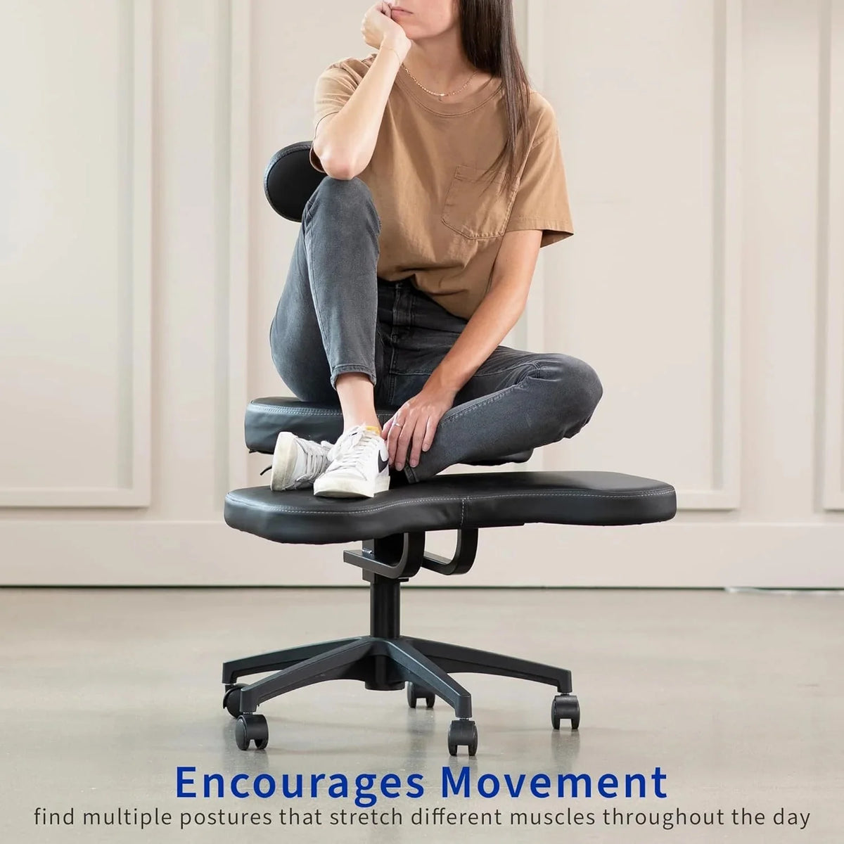 VIVO Cross-Legged Office Chair – Adjustable Height Floor Chair with Back Support for Yoga, Meditation, and ADHD (Black, CHAIR-CL02B-R)