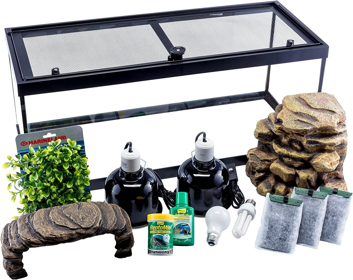 Tetra Aquatic Turtle Deluxe Kit 20 Gallons, aquarium With Filter And Heating Lamps, 30 IN