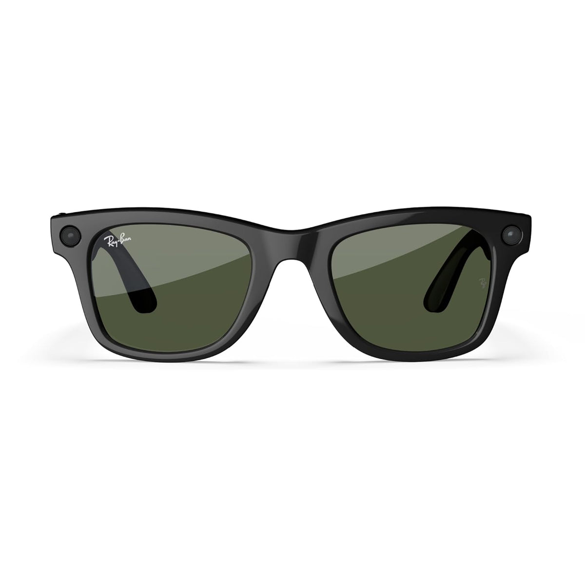 Ray-Ban Meta (Gen 1), Wayfarer, Shiny Black | Smart AI Glasses for Men, Women — 12 MP Ultra-Wide Camera, Open-Ear Speakers for Audio, Video Recording and Bluetooth — Green Lenses — Sunglasses